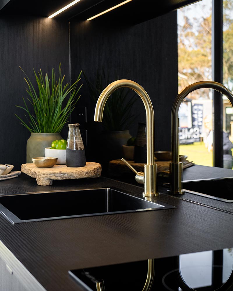Kitchen in 2 bedroom modular home designed and built by The Quarters Co in Victoria